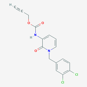 molecular formula C16H12Cl2N2O3 B2975455 2-propynyl N-[1-(3,4-dichlorobenzyl)-2-oxo-1,2-dihydro-3-pyridinyl]carbamate CAS No. 338755-62-7