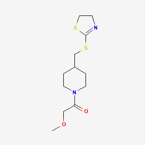 molecular formula C12H20N2O2S2 B2975456 1-(4-(((4,5-Dihydrothiazol-2-yl)thio)methyl)piperidin-1-yl)-2-methoxyethanone CAS No. 1396874-90-0