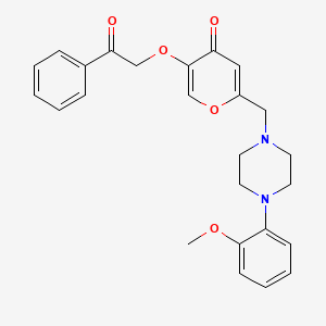 molecular formula C25H26N2O5 B2975459 2-((4-(2-甲氧基苯基)哌嗪-1-基)甲基)-5-(2-氧代-2-苯乙氧基)-4H-吡喃-4-酮 CAS No. 898457-02-8