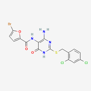 B2975461 N-(4-amino-2-((2,4-dichlorobenzyl)thio)-6-oxo-1,6-dihydropyrimidin-5-yl)-5-bromofuran-2-carboxamide CAS No. 888435-17-4
