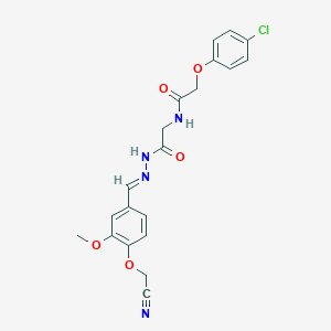 molecular formula C20H19ClN4O5 B297547 2-(4-chlorophenoxy)-N-(2-{2-[4-(cyanomethoxy)-3-methoxybenzylidene]hydrazino}-2-oxoethyl)acetamide 