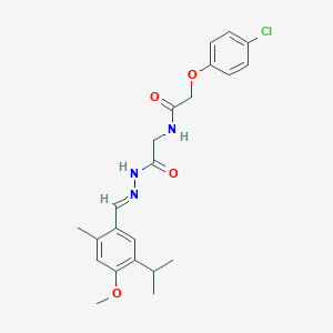 molecular formula C22H26ClN3O4 B297548 2-(4-chlorophenoxy)-N-{2-[2-(5-isopropyl-4-methoxy-2-methylbenzylidene)hydrazino]-2-oxoethyl}acetamide 