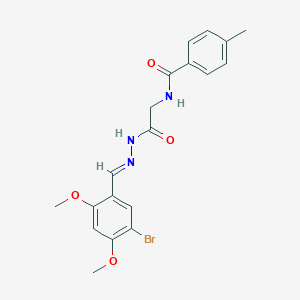 molecular formula C19H20BrN3O4 B297551 N-{2-[2-(5-bromo-2,4-dimethoxybenzylidene)hydrazino]-2-oxoethyl}-4-methylbenzamide 