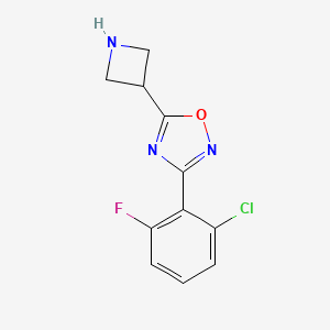 molecular formula C11H9ClFN3O B2975515 5-(Azetidin-3-yl)-3-(2-chloro-6-fluorophenyl)-1,2,4-oxadiazole CAS No. 1706462-19-2