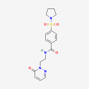 molecular formula C17H20N4O4S B2975519 N-(2-(6-oxopyridazin-1(6H)-yl)ethyl)-4-(pyrrolidin-1-ylsulfonyl)benzamide CAS No. 1021206-36-9