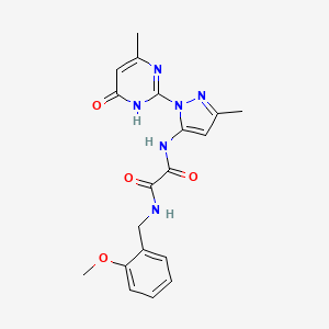 molecular formula C19H20N6O4 B2975522 N1-(2-methoxybenzyl)-N2-(3-methyl-1-(4-methyl-6-oxo-1,6-dihydropyrimidin-2-yl)-1H-pyrazol-5-yl)oxalamide CAS No. 1013890-60-2