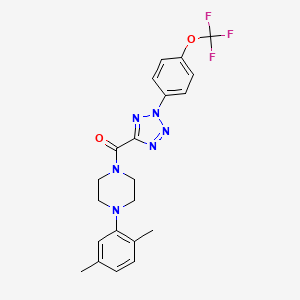 molecular formula C21H21F3N6O2 B2975525 (4-(2,5-dimethylphenyl)piperazin-1-yl)(2-(4-(trifluoromethoxy)phenyl)-2H-tetrazol-5-yl)methanone CAS No. 1396852-22-4