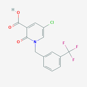 molecular formula C14H9ClF3NO3 B2975533 5-Chloro-2-oxo-1-[3-(trifluoromethyl)benzyl]-1,2-dihydro-3-pyridinecarboxylic acid CAS No. 339024-23-6