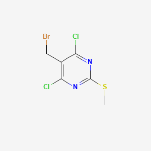 molecular formula C6H5BrCl2N2S B2975534 5-(Bromomethyl)-4,6-dichloro-2-(methylsulfanyl)pyrimidine CAS No. 1379347-14-4
