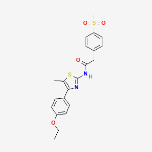 molecular formula C21H22N2O4S2 B2975535 N-(4-(4-ethoxyphenyl)-5-methylthiazol-2-yl)-2-(4-(methylsulfonyl)phenyl)acetamide CAS No. 919754-82-8