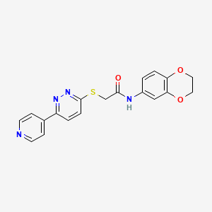 molecular formula C19H16N4O3S B2975537 N-(2,3-dihydro-1,4-benzodioxin-6-yl)-2-(6-pyridin-4-ylpyridazin-3-yl)sulfanylacetamide CAS No. 872702-01-7