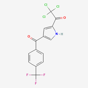 molecular formula C14H7Cl3F3NO2 B2975557 2,2,2-trichloro-1-{4-[4-(trifluoromethyl)benzoyl]-1H-pyrrol-2-yl}-1-ethanone CAS No. 241146-98-5