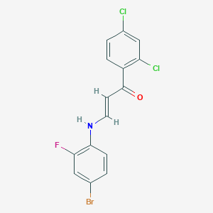 molecular formula C15H9BrCl2FNO B297556 (2E)-3-[(4-bromo-2-fluorophenyl)amino]-1-(2,4-dichlorophenyl)prop-2-en-1-one 