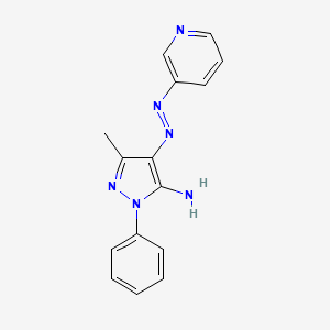 molecular formula C15H14N6 B2975562 (Z)-3-甲基-1-苯基-4-(2-(吡啶-3-基)肼基)-1H-吡唑-5(4H)-亚胺 CAS No. 315708-75-9