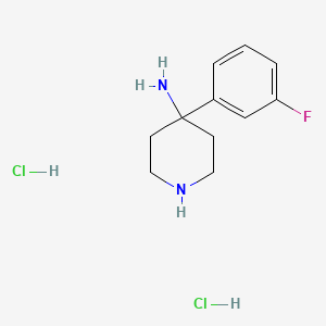 molecular formula C11H17Cl2FN2 B2975566 4-(3-Fluorophenyl)piperidin-4-amine dihydrochloride CAS No. 1779125-54-0