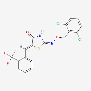 (5Z)-2-{[(2,6-dichlorophenyl)methoxy]amino}-5-{[2-(trifluoromethyl)phenyl]methylidene}-4,5-dihydro-1,3-thiazol-4-one