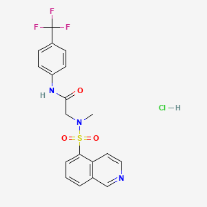 molecular formula C19H17ClF3N3O3S B2975583 2-(N-Methylisoquinoline-5-sulfonamido)-N-[4-(trifluoromethyl)phenyl]acetamide hydrochloride CAS No. 1216998-53-6