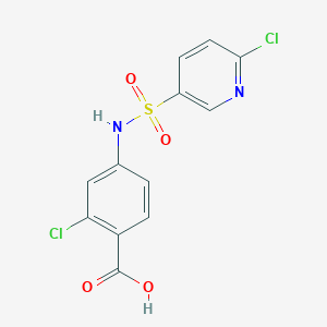 molecular formula C12H8Cl2N2O4S B2975588 2-Chloro-4-(6-chloropyridine-3-sulfonamido)benzoic acid CAS No. 1356652-04-4