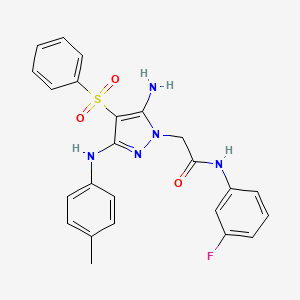 2-(5-amino-4-(phenylsulfonyl)-3-(p-tolylamino)-1H-pyrazol-1-yl)-N-(3-fluorophenyl)acetamide