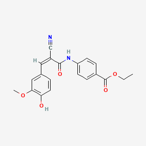 molecular formula C20H18N2O5 B2975594 Ethyl 4-[[(Z)-2-cyano-3-(4-hydroxy-3-methoxyphenyl)prop-2-enoyl]amino]benzoate CAS No. 359775-12-5