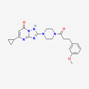 molecular formula C22H26N6O3 B2975600 5-cyclopropyl-2-(4-(3-(3-methoxyphenyl)propanoyl)piperazin-1-yl)-[1,2,4]triazolo[1,5-a]pyrimidin-7(4H)-one CAS No. 2034249-52-8