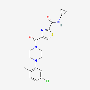 molecular formula C19H21ClN4O2S B2975604 4-{[4-(5-chloro-2-methylphenyl)piperazino]carbonyl}-N~2~-cyclopropyl-1,3-thiazole-2-carboxamide CAS No. 1251704-36-5