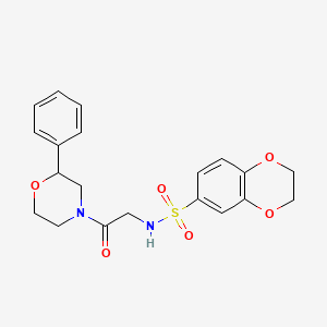 molecular formula C20H22N2O6S B2975607 N-(2-oxo-2-(2-phenylmorpholino)ethyl)-2,3-dihydrobenzo[b][1,4]dioxine-6-sulfonamide CAS No. 953956-25-7