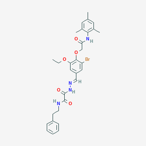 molecular formula C30H33BrN4O5 B297562 2-(2-{3-bromo-5-ethoxy-4-[2-(mesitylamino)-2-oxoethoxy]benzylidene}hydrazino)-2-oxo-N-(2-phenylethyl)acetamide 