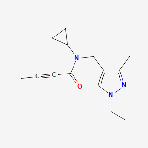 N-Cyclopropyl-N-[(1-ethyl-3-methylpyrazol-4-yl)methyl]but-2-ynamide