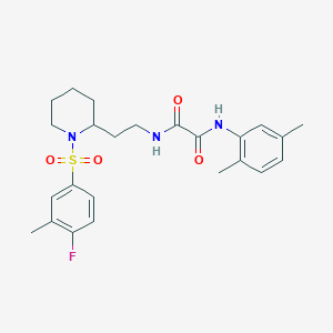 molecular formula C24H30FN3O4S B2975621 N1-(2,5-dimethylphenyl)-N2-(2-(1-((4-fluoro-3-methylphenyl)sulfonyl)piperidin-2-yl)ethyl)oxalamide CAS No. 898426-41-0