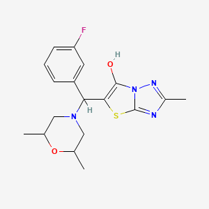 molecular formula C18H21FN4O2S B2975637 5-[(2,6-二甲基吗啉-4-基)(3-氟苯基)甲基]-2-甲基[1,3]噻唑并[3,2-b][1,2,4]三唑-6-醇 CAS No. 1005041-35-9