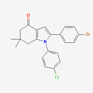 molecular formula C22H19BrClNO B2975645 2-(4-Bromophenyl)-1-(4-chlorophenyl)-6,6-dimethyl-5,7-dihydroindol-4-one CAS No. 902469-90-3