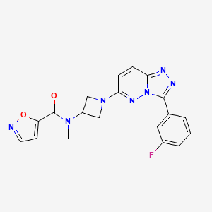 molecular formula C19H16FN7O2 B2975649 N-[1-[3-(3-Fluorophenyl)-[1,2,4]triazolo[4,3-b]pyridazin-6-yl]azetidin-3-yl]-N-methyl-1,2-oxazole-5-carboxamide CAS No. 2380033-71-4