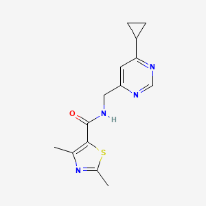 molecular formula C14H16N4OS B2975653 N-((6-cyclopropylpyrimidin-4-yl)methyl)-2,4-dimethylthiazole-5-carboxamide CAS No. 2189434-40-8