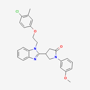 molecular formula C27H26ClN3O3 B2975655 4-{1-[2-(4-Chloro-3-methylphenoxy)ethyl]benzimidazol-2-yl}-1-(3-methoxyphenyl) pyrrolidin-2-one CAS No. 912903-19-6