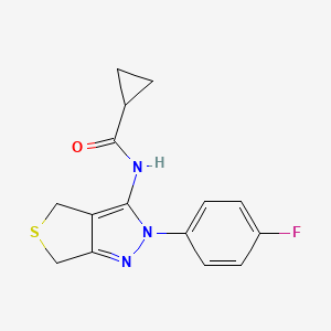 molecular formula C15H14FN3OS B2975658 N-[2-(4-fluorophenyl)-4,6-dihydrothieno[3,4-c]pyrazol-3-yl]cyclopropanecarboxamide CAS No. 450342-70-8
