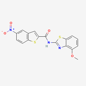 molecular formula C17H11N3O4S2 B2975663 N-(4-甲氧基-1,3-苯并噻唑-2-基)-5-硝基-1-苯并噻吩-2-甲酰胺 CAS No. 391867-31-5