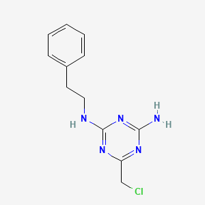 molecular formula C12H14ClN5 B2975671 6-(chloromethyl)-N-(2-phenylethyl)-1,3,5-triazine-2,4-diamine CAS No. 104622-26-6