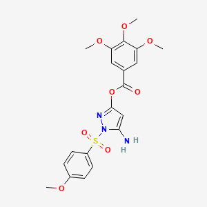 molecular formula C20H21N3O8S B2975678 5-amino-1-(4-methoxybenzenesulfonyl)-1H-pyrazol-3-yl 3,4,5-trimethoxybenzoate CAS No. 442679-46-1