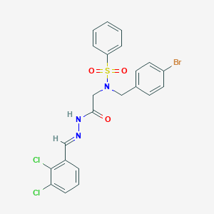 molecular formula C22H18BrCl2N3O3S B297568 N-(4-bromobenzyl)-N-{2-[2-(2,3-dichlorobenzylidene)hydrazino]-2-oxoethyl}benzenesulfonamide 
