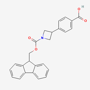 molecular formula C25H21NO4 B2975682 4-[1-(9H-Fluoren-9-ylmethoxycarbonyl)azetidin-3-yl]benzoic acid CAS No. 2470438-82-3