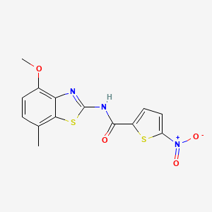 molecular formula C14H11N3O4S2 B2975685 N-(4-methoxy-7-methyl-1,3-benzothiazol-2-yl)-5-nitrothiophene-2-carboxamide CAS No. 905692-77-5