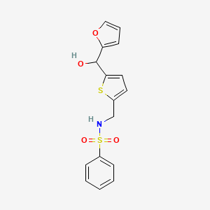 N-((5-(furan-2-yl(hydroxy)methyl)thiophen-2-yl)methyl)benzenesulfonamide
