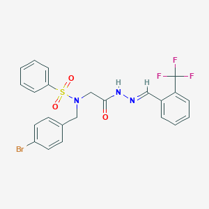 molecular formula C23H19BrF3N3O3S B297569 N-(4-bromobenzyl)-N-(2-oxo-2-{2-[2-(trifluoromethyl)benzylidene]hydrazino}ethyl)benzenesulfonamide 