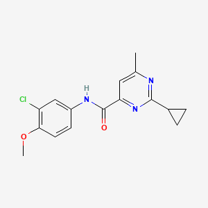 molecular formula C16H16ClN3O2 B2975694 N-(3-Chloro-4-methoxyphenyl)-2-cyclopropyl-6-methylpyrimidine-4-carboxamide CAS No. 2415551-58-3