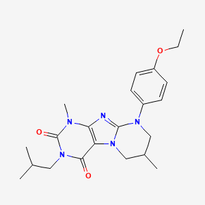molecular formula C22H29N5O3 B2975698 9-(4-ethoxyphenyl)-3-isobutyl-1,7-dimethyl-6,7,8,9-tetrahydropyrimido[2,1-f]purine-2,4(1H,3H)-dione CAS No. 896299-30-2