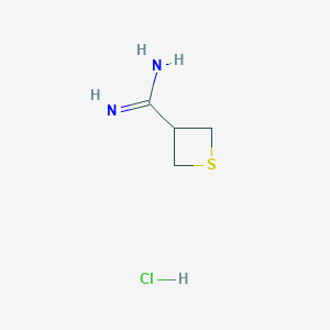 molecular formula C4H9ClN2S B2975701 Thietane-3-carboximidamide hydrochloride CAS No. 2137749-46-1