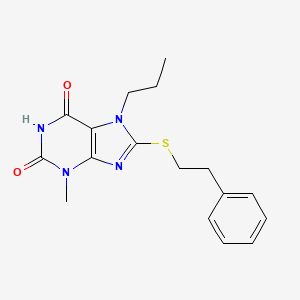 molecular formula C17H20N4O2S B2975706 3-Methyl-8-phenethylsulfanyl-7-propyl-3,7-dihydro-purine-2,6-dione CAS No. 189149-69-7