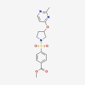 molecular formula C17H19N3O5S B2975708 Methyl 4-({3-[(2-methylpyrimidin-4-yl)oxy]pyrrolidin-1-yl}sulfonyl)benzoate CAS No. 2034573-64-1