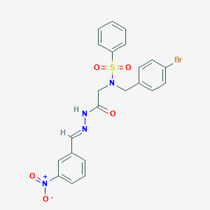 molecular formula C22H19BrN4O5S B297571 N-(4-bromobenzyl)-N-[2-(2-{3-nitrobenzylidene}hydrazino)-2-oxoethyl]benzenesulfonamide 
